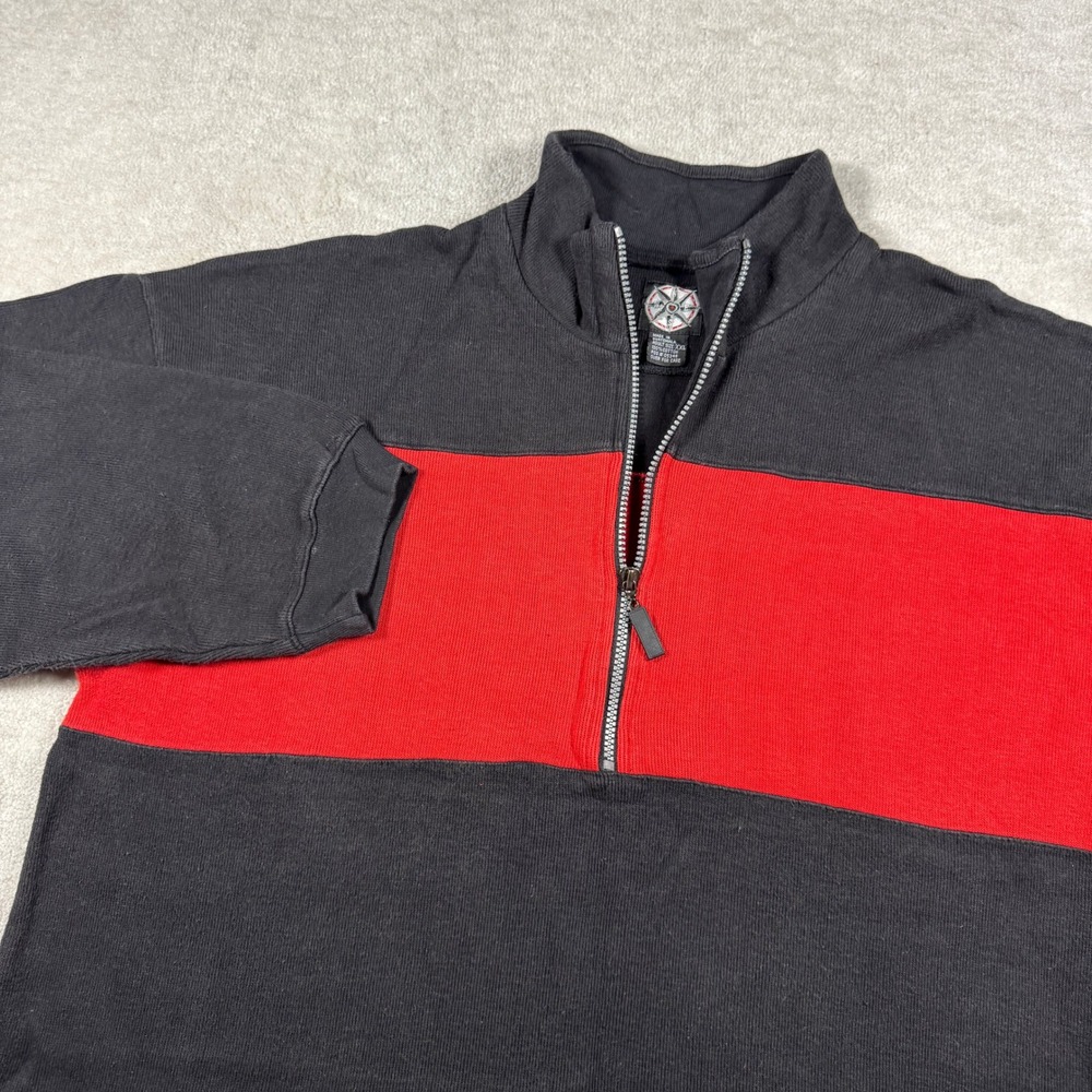 Marlboro Pullover Mens XXL Black Red Adventure Team Vintage 1/4 Zip Colorblock